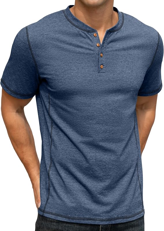 Sailwind Mens Henley Shirts Casual Lightweight Summer T-Shirt Cotton Maverick Short Sleeve
