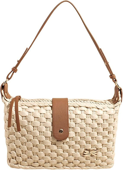 Straw Tote Bag Summer Woven Beach Bag Small Straw Purses and Handbags for Women Vacation