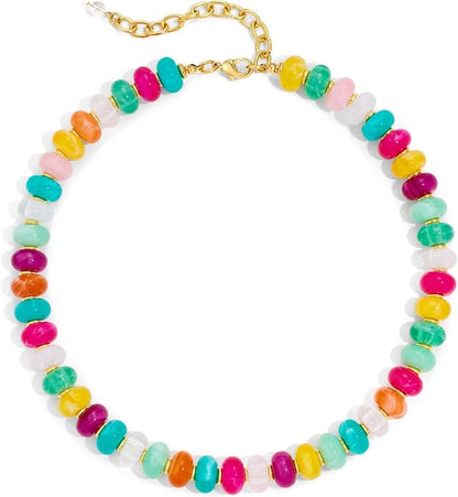 Resin Beaded Choker Necklace for Women, Colorful Lightweight Statement Jewelry for Summer Beach Vacation Styling