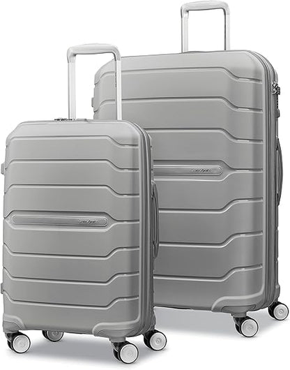 Samsonite Freeform 2-Piece Luggage Set - Carry-On & Large Checked Luggage with Dual Spinner Wheels - Durable Polypropylene Hardshell - TSA Lock, Airline-Approved - Expandable Hard Shell – Black