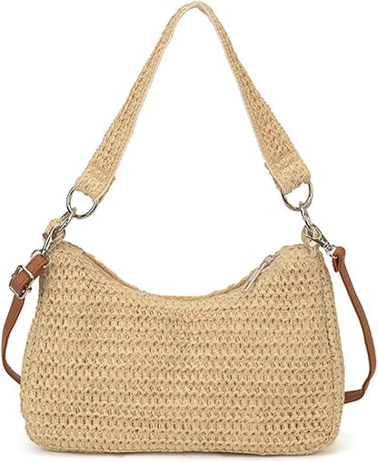 Summer Straw Purses for Women Small Woven Shoulder Bag with Strap Straw Handbags for Vacation
