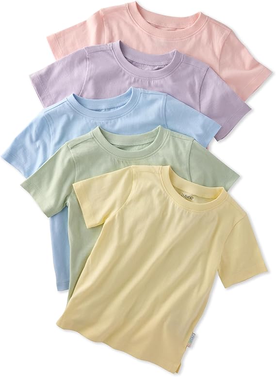 Butterblu Taylor 5-Pack Toddler Short Sleeve T-Shirts 100% Organic Cotton for Toddler Boys and Girls