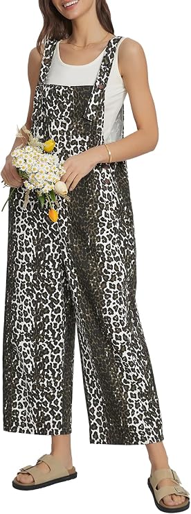Kedera Women's Denim Bib Overalls Loose Fit Wide Leg Jumpsuit with Adjustable Straps Casual Baggy Jean Overalls