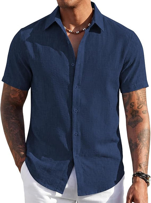 COOFANDY Men's Short Sleeve Button Down Shirt Casual Summer Beach Wedding Vacation Shirts