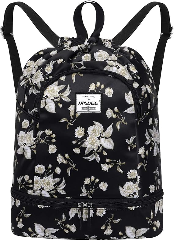 Dry Wet Drawstring Backpack with Shoe Compartment for Women Adjustable Gym Bag