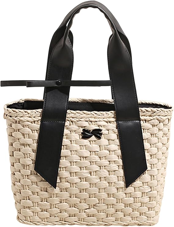 Straw Tote Bag Summer Woven Beach Bag Small Straw Purses and Handbags for Women Vacation