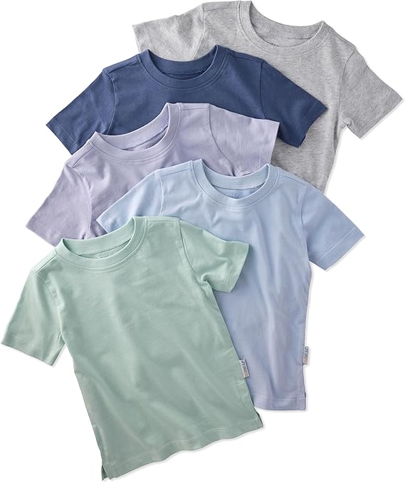 Butterblu Taylor 5-Pack Toddler Short Sleeve T-Shirts 100% Organic Cotton for Toddler Boys and Girls