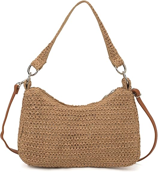 Summer Straw Purses for Women Small Woven Shoulder Bag with Strap Straw Handbags for Vacation