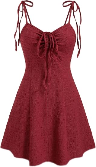 CIDER Women Summer Mini Dresses Cute Short Sundress Casual Tie Strap Sleeveless Dress