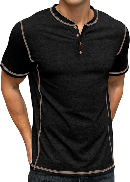 Sailwind Mens Henley Shirts Casual Lightweight Summer T-Shirt Cotton Maverick Short Sleeve