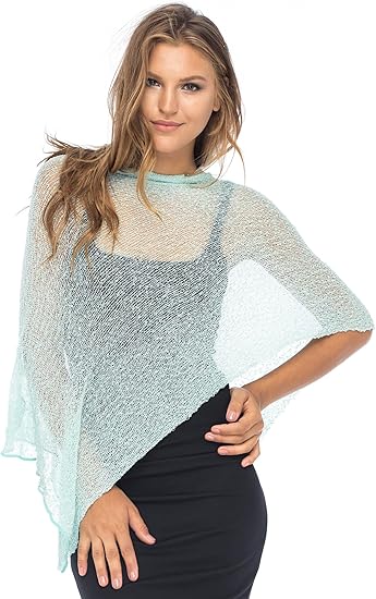 Back From Bali Womens Sheer Poncho Shrug Bolero, Lightweight Summer Shrug Pullover Sweater