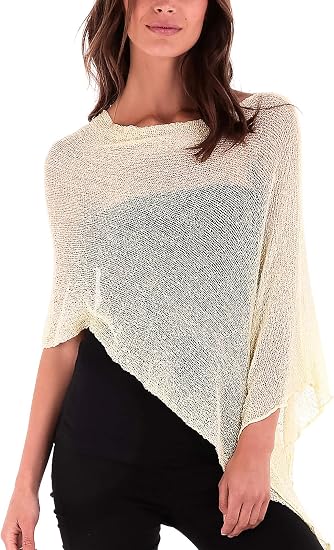 SHU-SHI Womens Sheer Knit Poncho Shrug Lightweight Cover Up One Size Fits Most