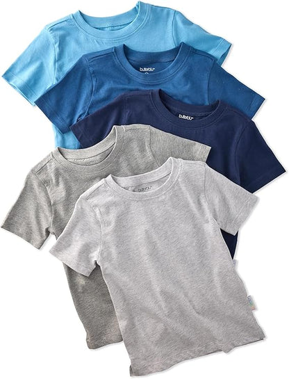 Butterblu Taylor 5-Pack Toddler Short Sleeve T-Shirts 100% Organic Cotton for Toddler Boys and Girls
