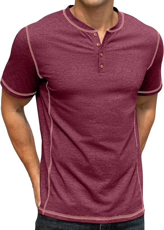 Sailwind Mens Henley Shirts Casual Lightweight Summer T-Shirt Cotton Maverick Short Sleeve