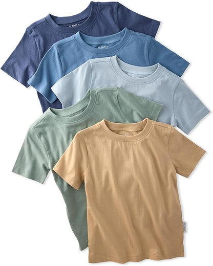 Butterblu Taylor 5-Pack Toddler Short Sleeve T-Shirts 100% Organic Cotton for Toddler Boys and Girls