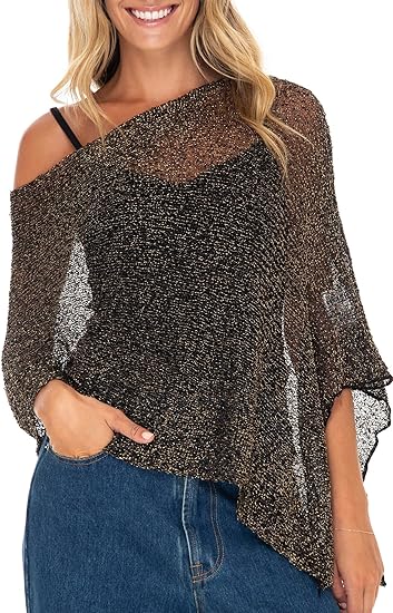 Back From Bali Womens Sheer Poncho Shrug Bolero, Lightweight Summer Shrug Pullover Sweater