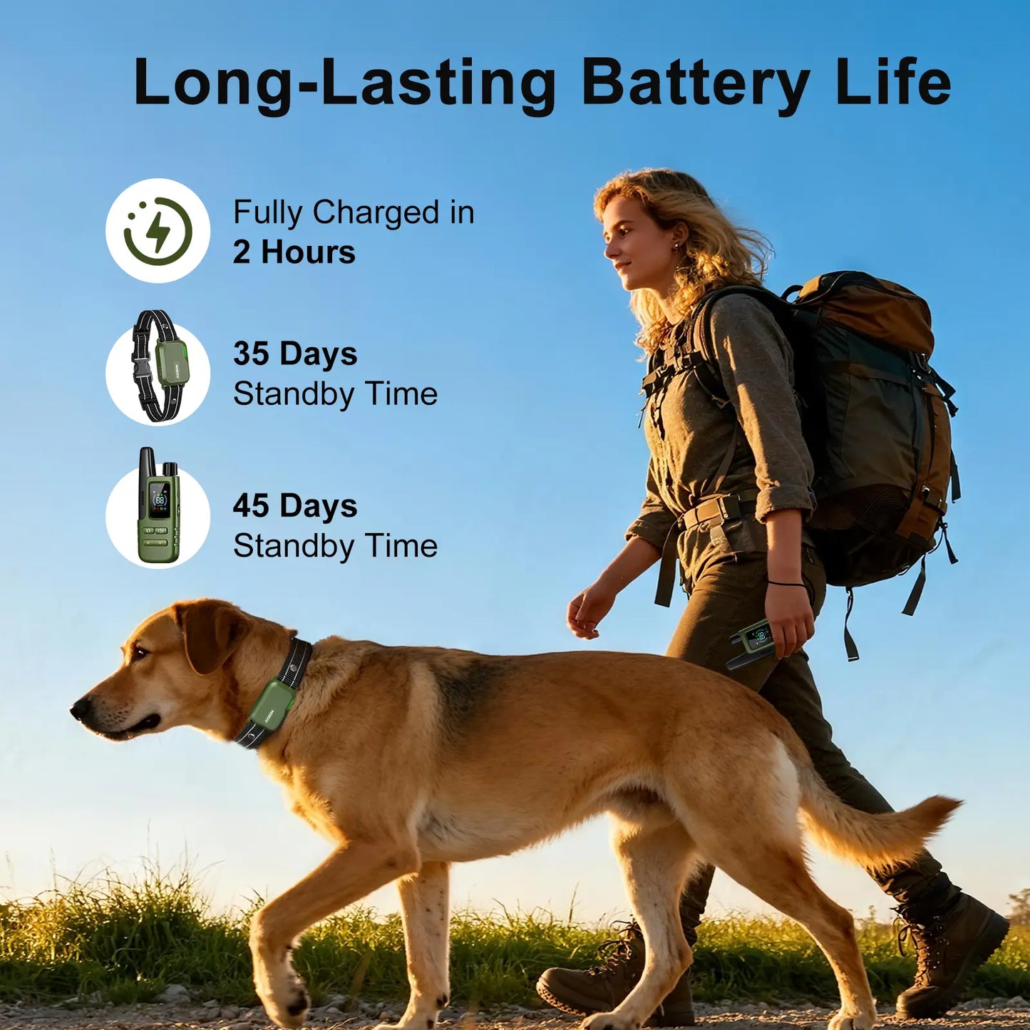 JUGBOW Dog Training Collar 4500FT Dog Training Behavior Aid, Remote IPX8 Waterproof with 4 Training Modes, Outdoor Rechargeable E-Collar DT61 #Summervibes #petlovers